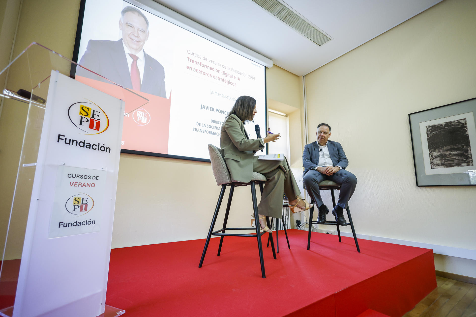 TORRELODONES (MADRID), 08/07/2026.-Javier Ponce Martínez, Director General de la Sociedad Española para la Transformación Tecnológica, durante la segunda y última jornada de los Cursos de Verano de la Fundación SEPI, este miércoles en el campus de los Peñascales (Torrelodones, Madrid).- EFE/ David Fernández