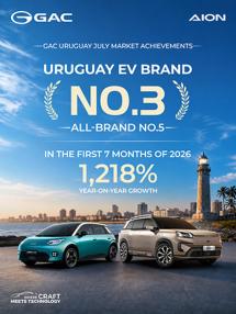 GAC se sitúa entre las 5 primeras marcas de coches de Uruguay seis meses después del lanzamiento del AION UT