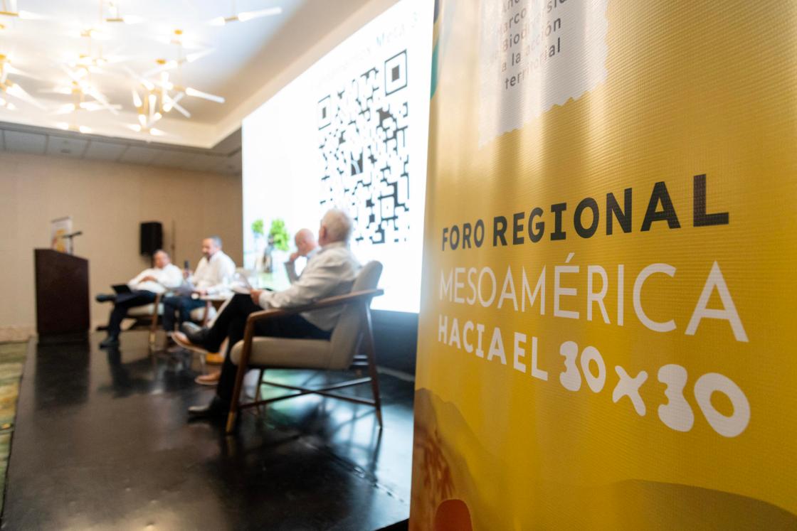 Personas participan en el Foro Regional Mesoamérica hacia el 30x30 este martes, en Mérida, Yucatán (México). EFE/ Oscar Villeda/ Unión Internacional para la Conservación de la Naturaleza (UICN)/ SOLO USO EDITORIAL/ NO VENTAS/ SOLO DISPONIBLE PARA ILUSTRAR LA NOTICIA QUE ACOMPAÑA (CRÉDITO OBLIGATORIO)