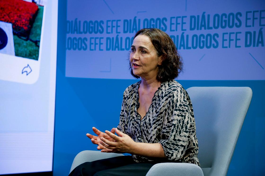 MADRID (ESPAÑA), 16/09/2026.- La concejala de Cultura, Patrimonio y Educación artística del Ayuntamiento de Braga, Catarina Miranda durante el evento de "Diálogos EFE: Braga- Madrid: Patrimonio y cultura como modelos de desarrollo turístico" en el plató de la Agencia Efe, en Madrid. EFE/David Fernández