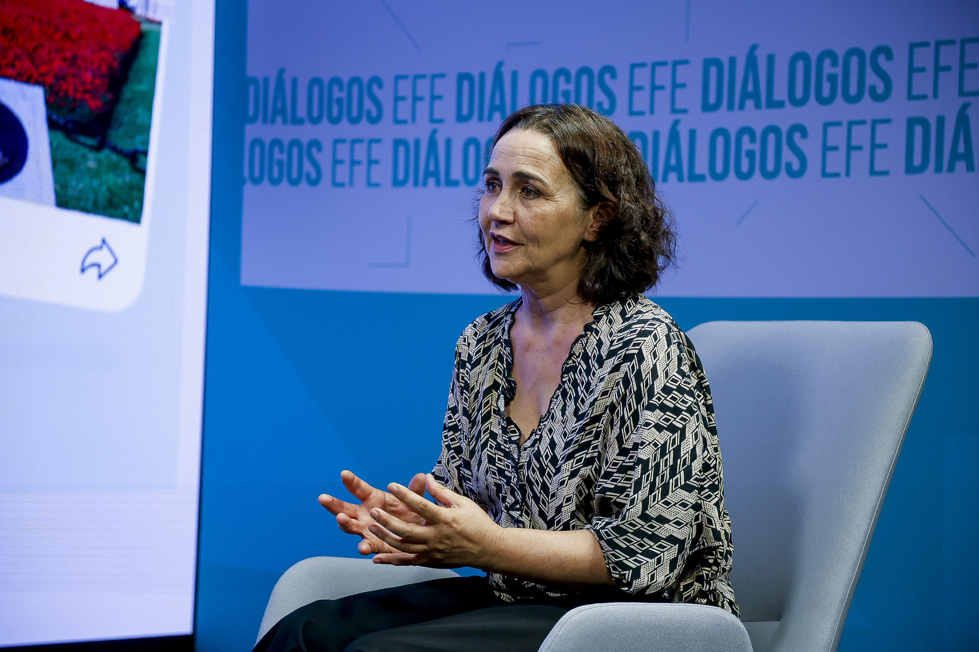 MADRID (ESPAÑA), 16/09/2026.- La concejala de Cultura, Patrimonio y Educación artística del Ayuntamiento de Braga, Catarina Miranda durante el evento de "Diálogos EFE: Braga- Madrid: Patrimonio y cultura como modelos de desarrollo turístico" en el plató de la Agencia Efe, en Madrid. EFE/David Fernández