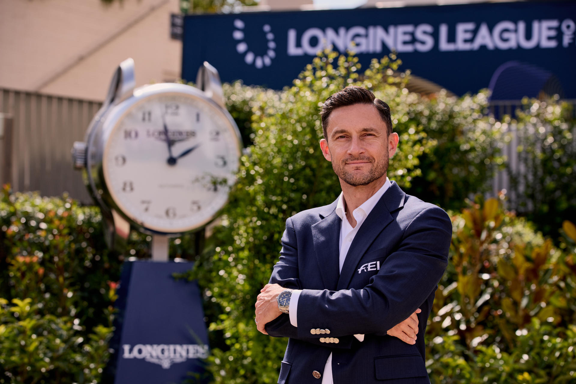 FEI Executive Director of Commercial, Marketing, and Communication François Vergnol during the final of the Longines League of Nations held at the Real Club de Polo de Barcelona. EFE/FEI/Liz Gregg/PROVIDED IMAGE/MANDATORY CREDIT